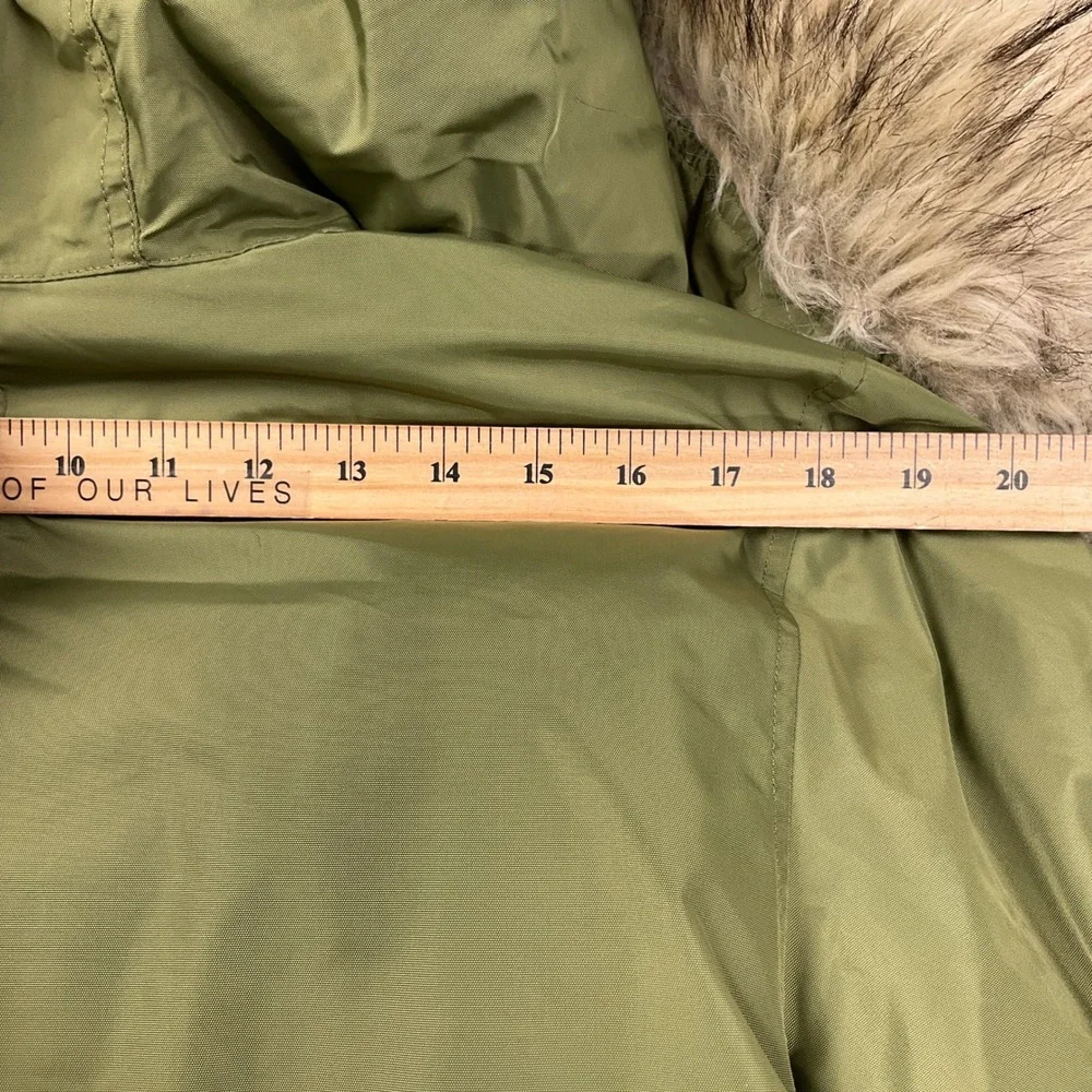 J. Crew Parka Womens‎ 16 Olive Green Faux Fur Hooded Lined Softshell Winter Coat